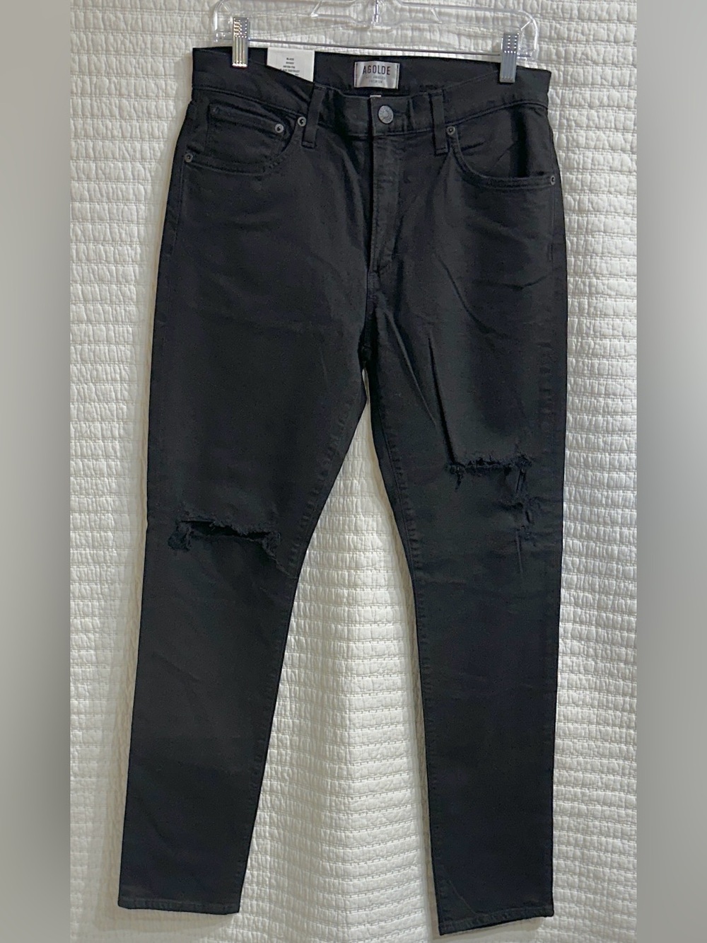 Agolde Men's Blade Distressed Black Skinny Jeans Made in USA NWT